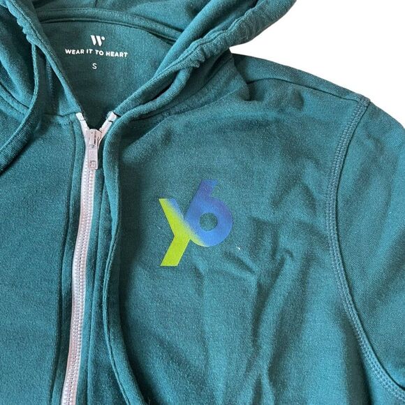 Wear It To Heart Full Zip Hoodie Jacket Green Womens Mens Size Small Athletic - Picture 7 of 10